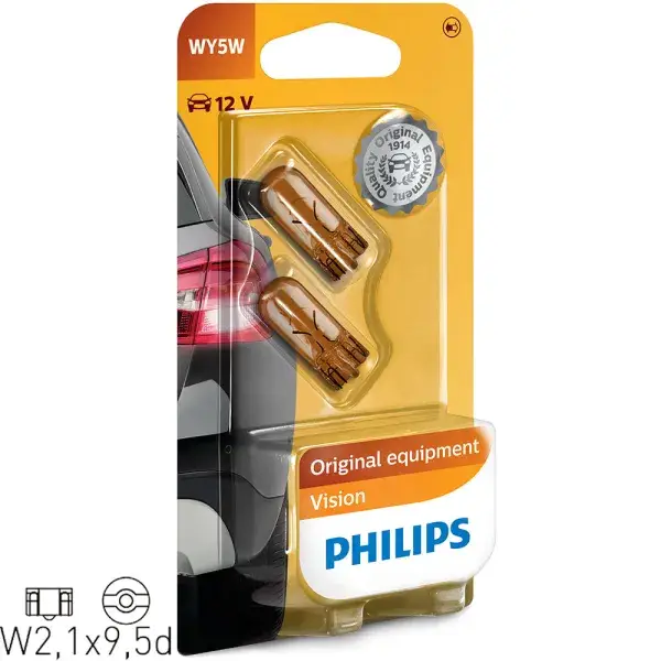 Philips Vision WY5W T10 12V/5W Glassockellampen - Bernstein - 12396NAB2 Versand Am Gleichen Tag