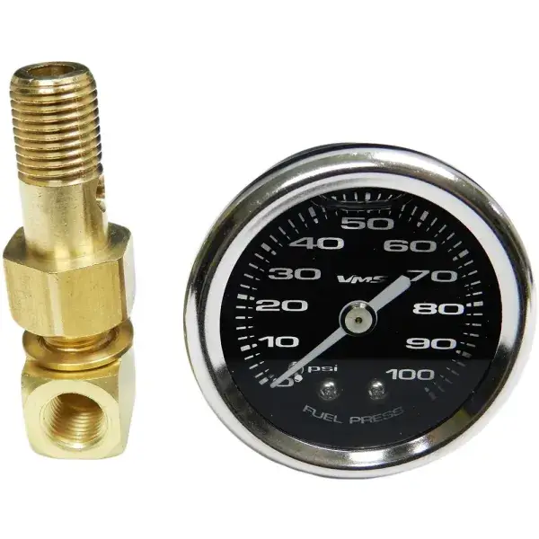 Rabatt VMS Racing Kraftstoffdruckmessersatz - Schwarz / Silber - FPG46100BK