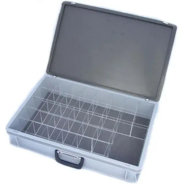 QSP Aufbewahrungskoffer - 34 Fächer - Grau - QCB-CASE-01 Neu