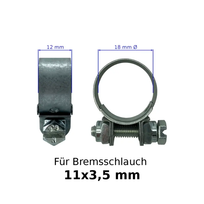 Schlauchschelle für Bremsschlauch 11x3,5mm 18mm Ø 12mm breit Günstig