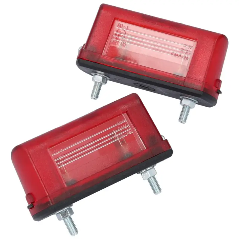 Sichere Zahlung 2x Kennzeichenleuchte Halogen Kunststoffgehäuse roter Deckel 12/24V