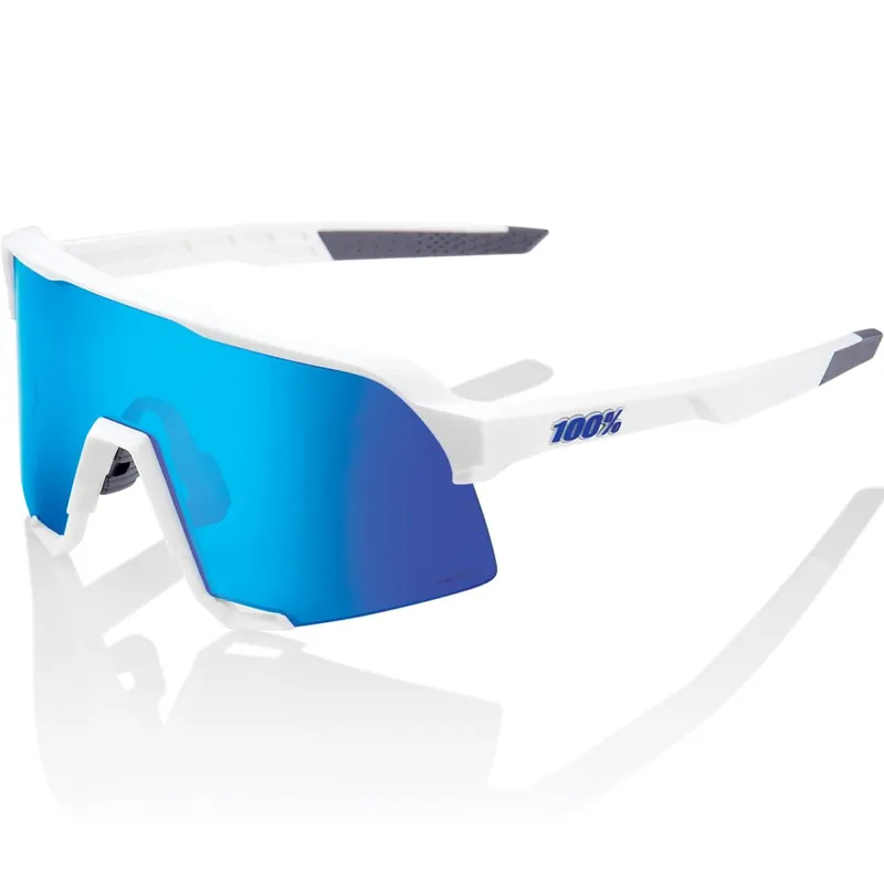 Letzte Chance 100% S3 Brille - Matte White - HiPER Blue Multilayer Mirror Clear