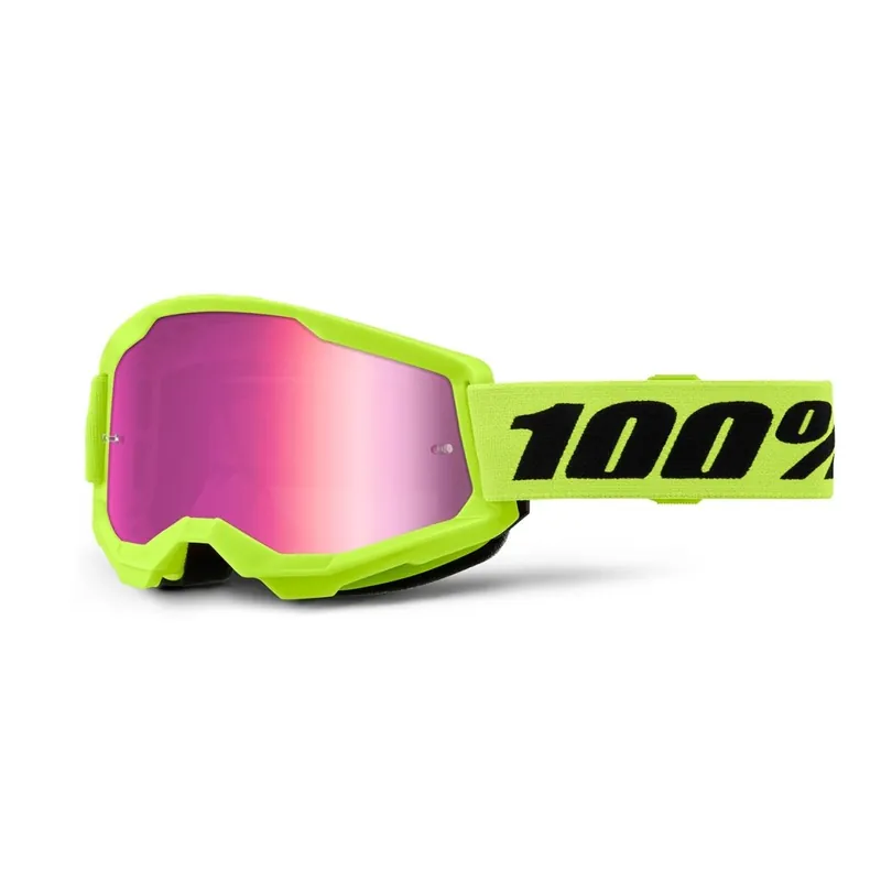 Abverkauf 100% Strata 2 Goggle - Neon Yellow - Pink Mirror