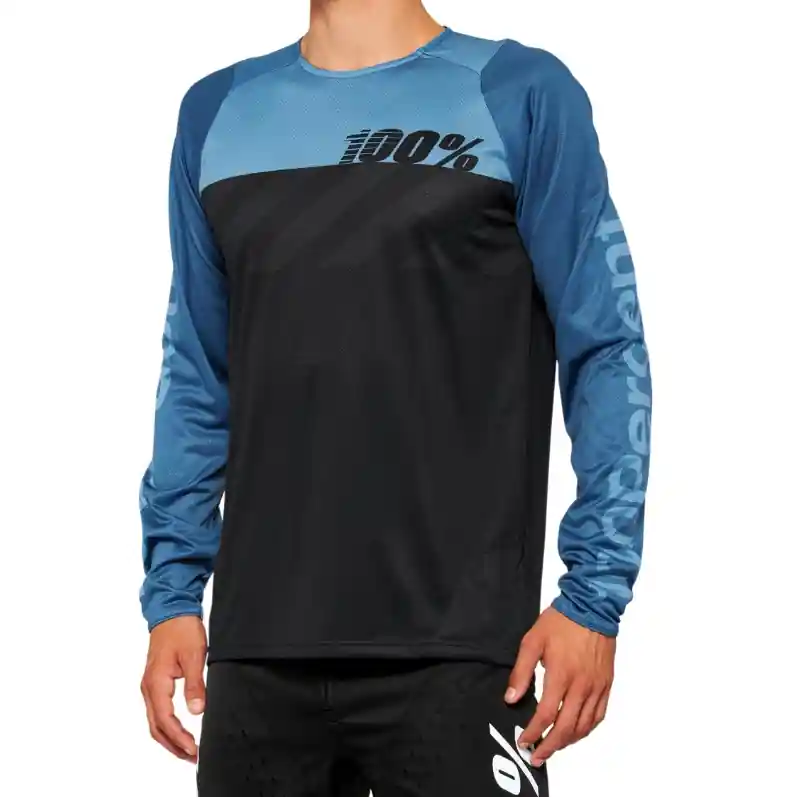 Saisonangebot 100% R-Core Langarmtrikot Herren - schwarz/slate blue
