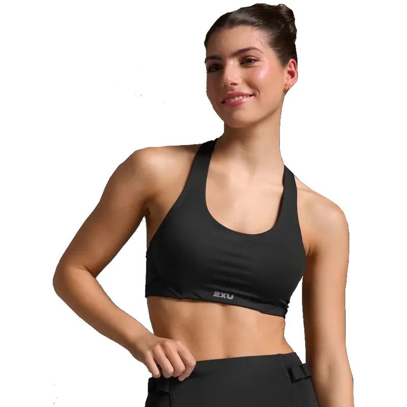 2XU Aero Mesh Sport-BH mit mittlerer Unterstützung Damen - black/silver reflective Mega-Angebot