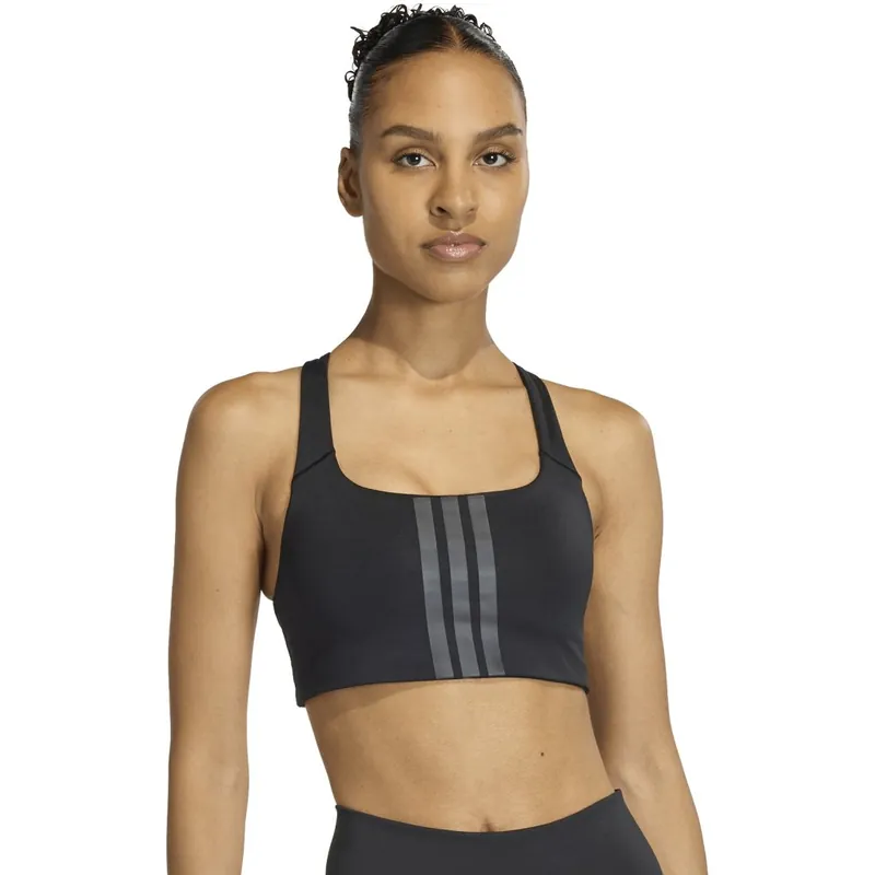 adidas Optime 3-Stripes Sport-BH mit mittlerer Unterstützung Damen - black/black JX5006 Highlight