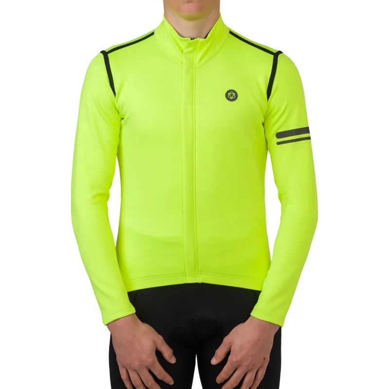 Neuheit AGU Performance Premium Regen-Langarmtrikot Herren - schwarz/gelb