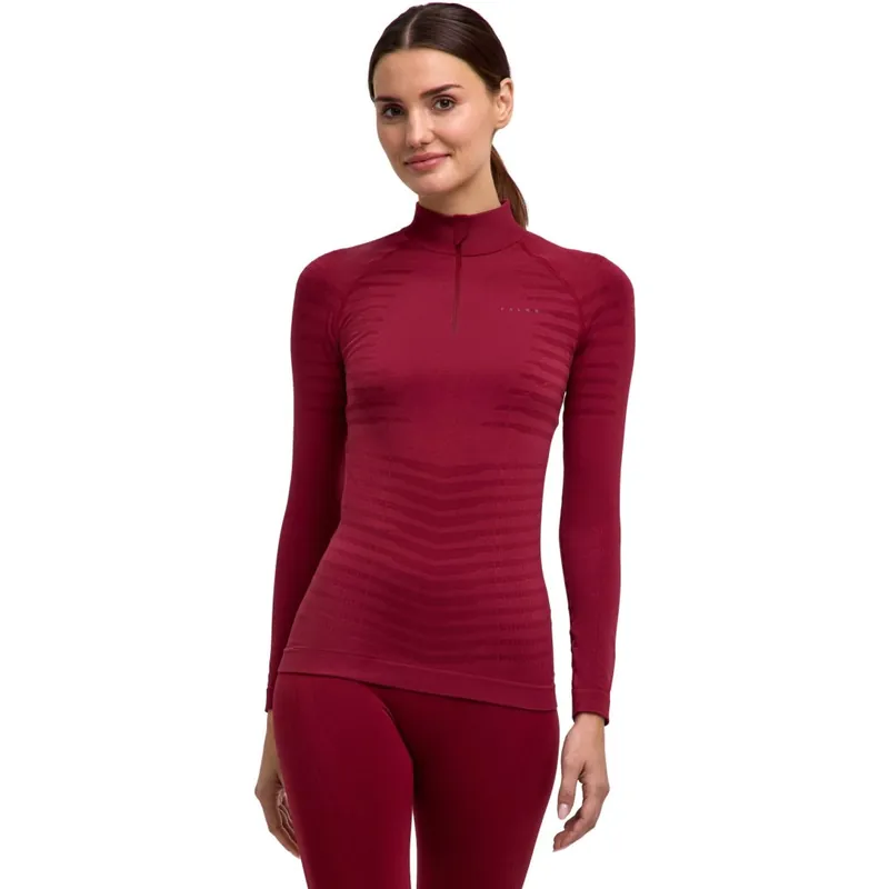 Falke Maximum Warm Half-Zip Langarmshirt Damen - merlot 8117 Super-Preis