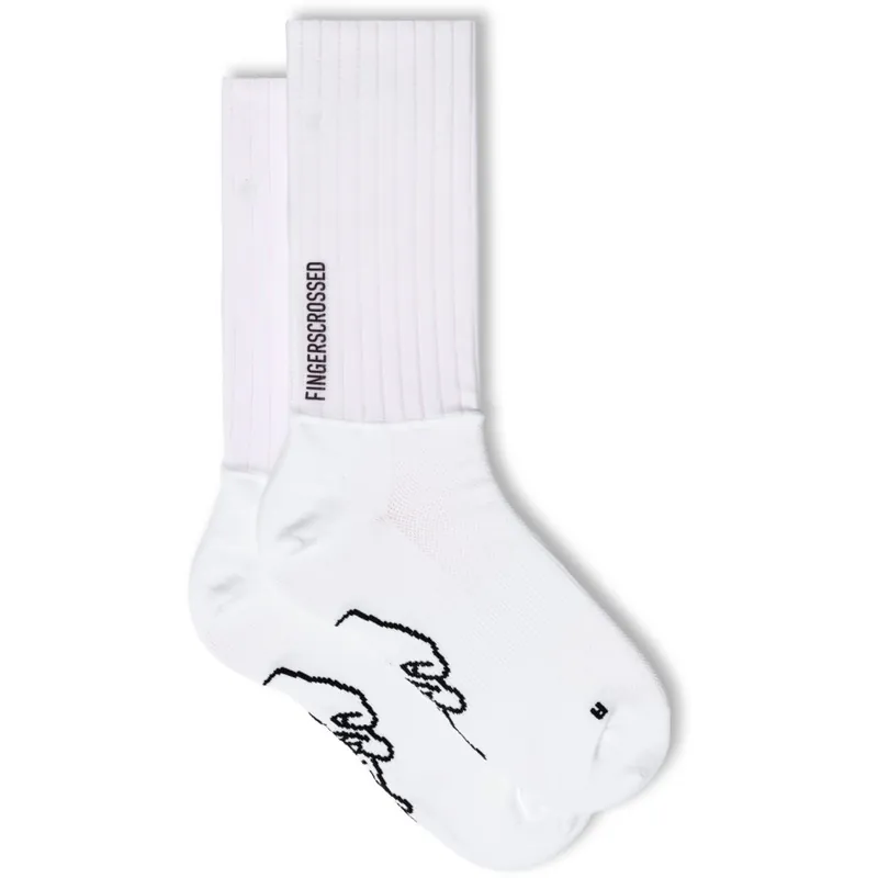 Top-Seller FINGERSCROSSED Aero 2.0 Logo Fahrradsocken - Vertikal – Weiß