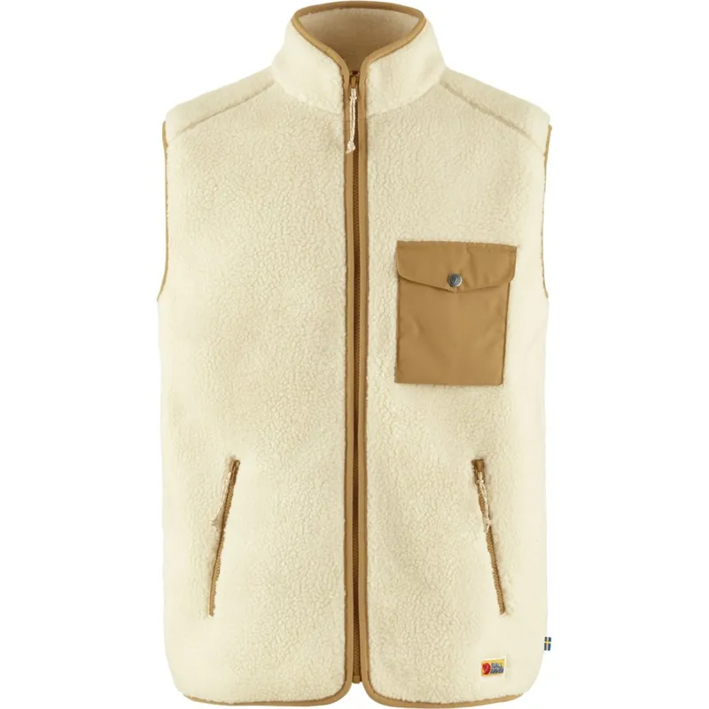 Fjällräven Vardag Pile Fleece Weste Herren - chalk white-buckwheat brown Sonderangebot