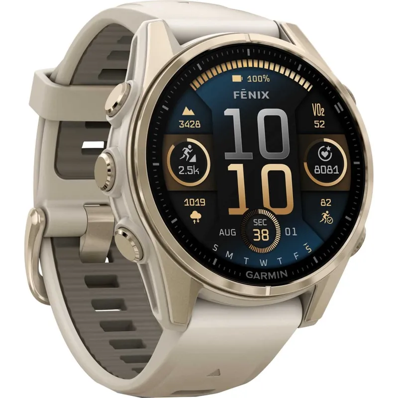 Garmin fenix 8 AMOLED Sapphire GPS Smartwatch - 43mm - Nebelgrau/Softgold Super-Preis