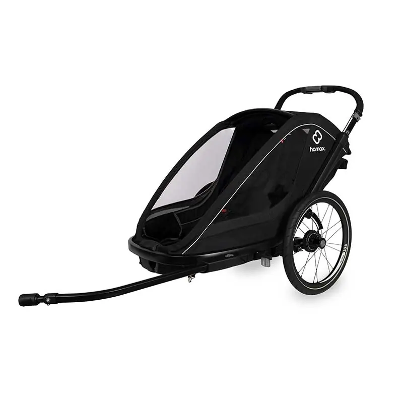 Hamax Breeze Fahrradanhänger für 2 Kinder - Inkl. Deichsel und Buggyrad - schwarz Abverkauf