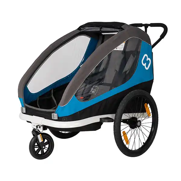 Top-Angebot Hamax Traveller Fahrradanhänger für 2 Kinder, inkl. Deichsel und Buggyrad - petrolblau/grau