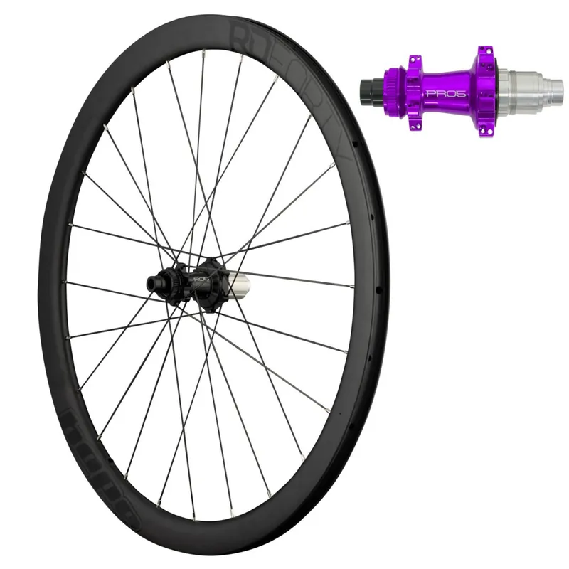 Hope RD40 Pro 5 Straight Pull Hinterrad - 28" Carbon Clincher 24-Loch Centerlock - 12x142mm - XDR violett Sonderangebot