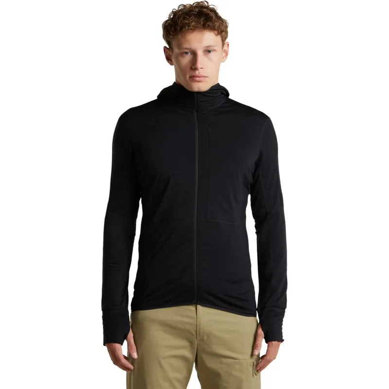 Icebreaker Merino 200 Realfleece™ Descender Zip-Hoodie Herren - Black Beliebt
