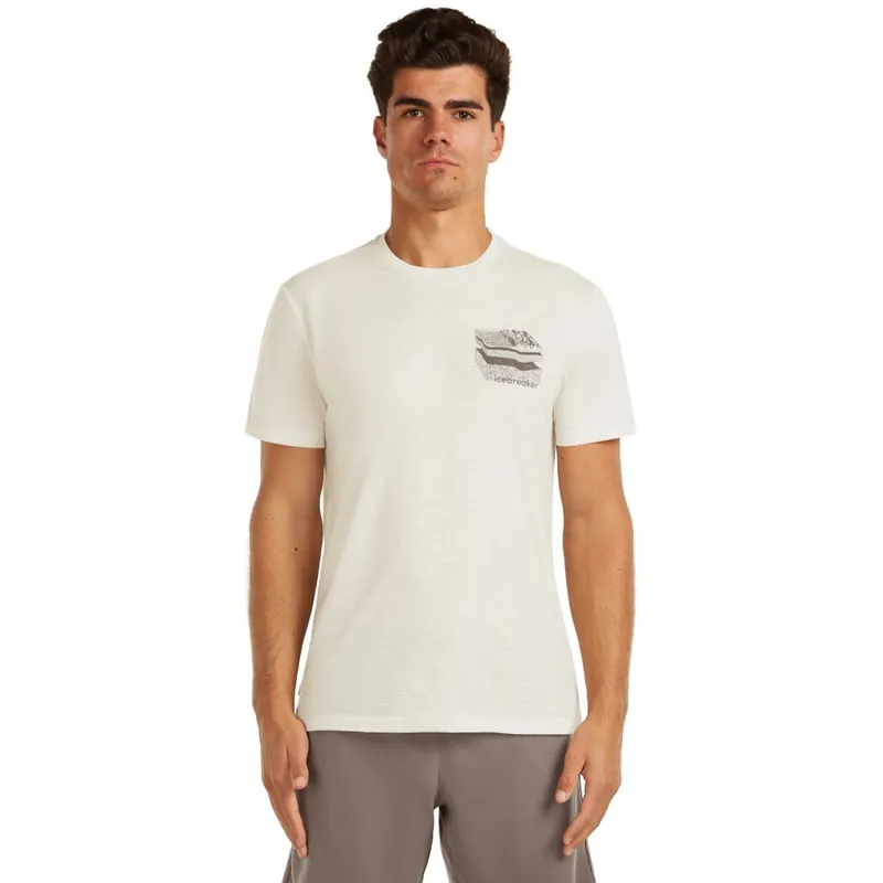 Direkt Vom Hersteller Icebreaker Merino 150 Tech Lite T-Shirt Evolving Layers Herren - Ecru Hthr