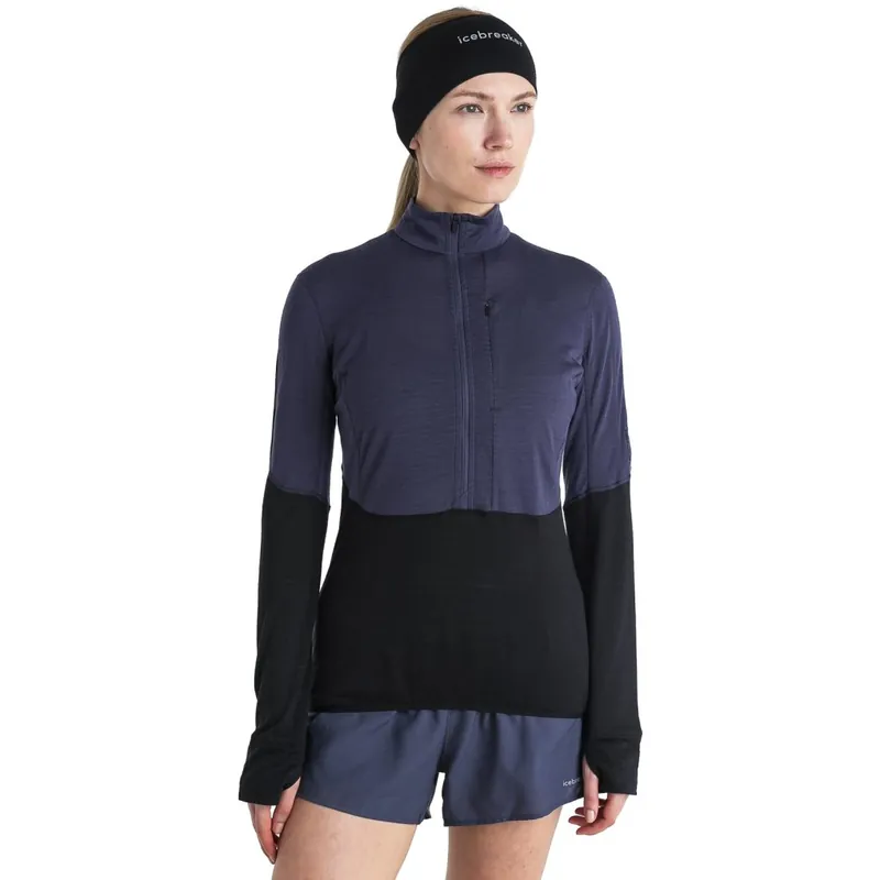 Icebreaker Merino 200 Realfleece™ Descender Half-Zip-Oberteil Damen - Graphite/Schwarz Echt