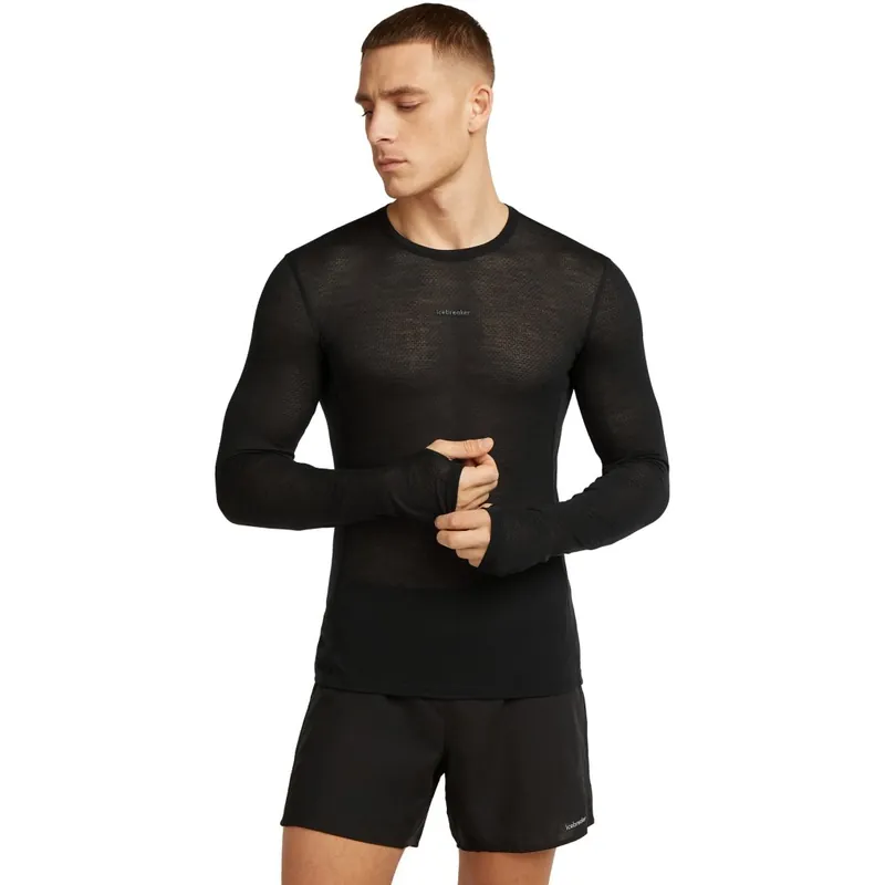 Wochenendangebot Icebreaker Merino 75 Cool-Lite™ Featherlight™ Langarmshirt mit Rundhalsausschnitt Herren - Schwarz