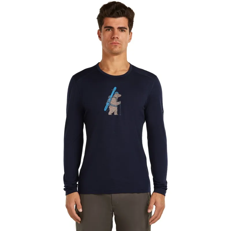 Icebreaker Merino 200 Oasis Thermo-Langarmshirt mit Rundhalsausschnitt Bear Tour Herren - Midnight Navy Preisknaller