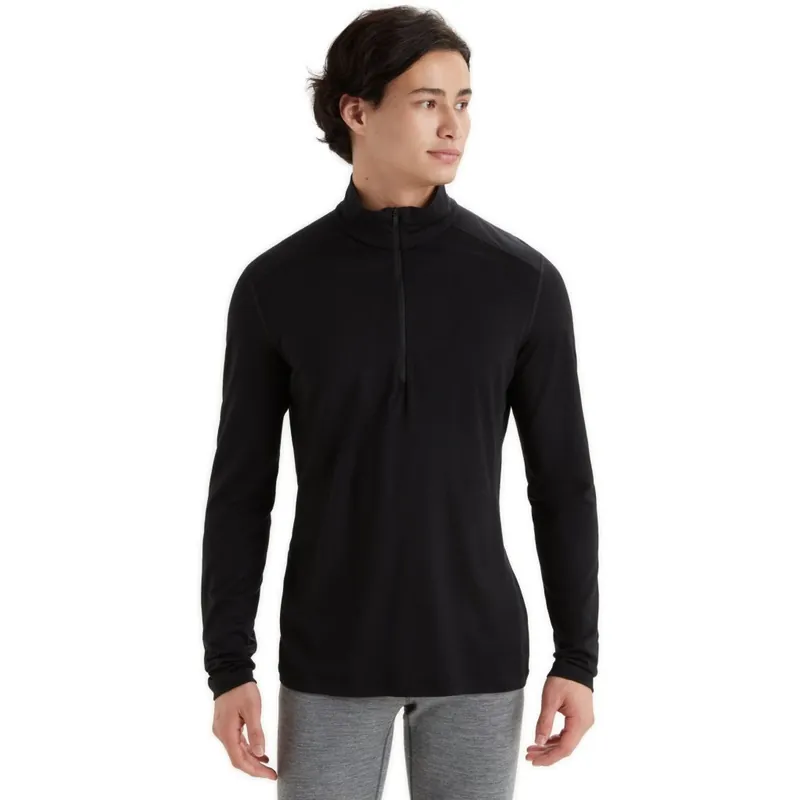 Icebreaker Merino 200 Oasis Thermo-Langarmshirt mit halblangem Reißverschluss Herren - Schwarz Kracherpreis