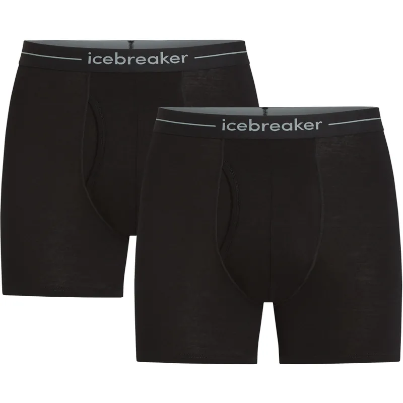 Versand Am Gleichen Tag Icebreaker Merino 150 Anatomica Boxershorts mit Eingriff Herren - Doppelpack - Black