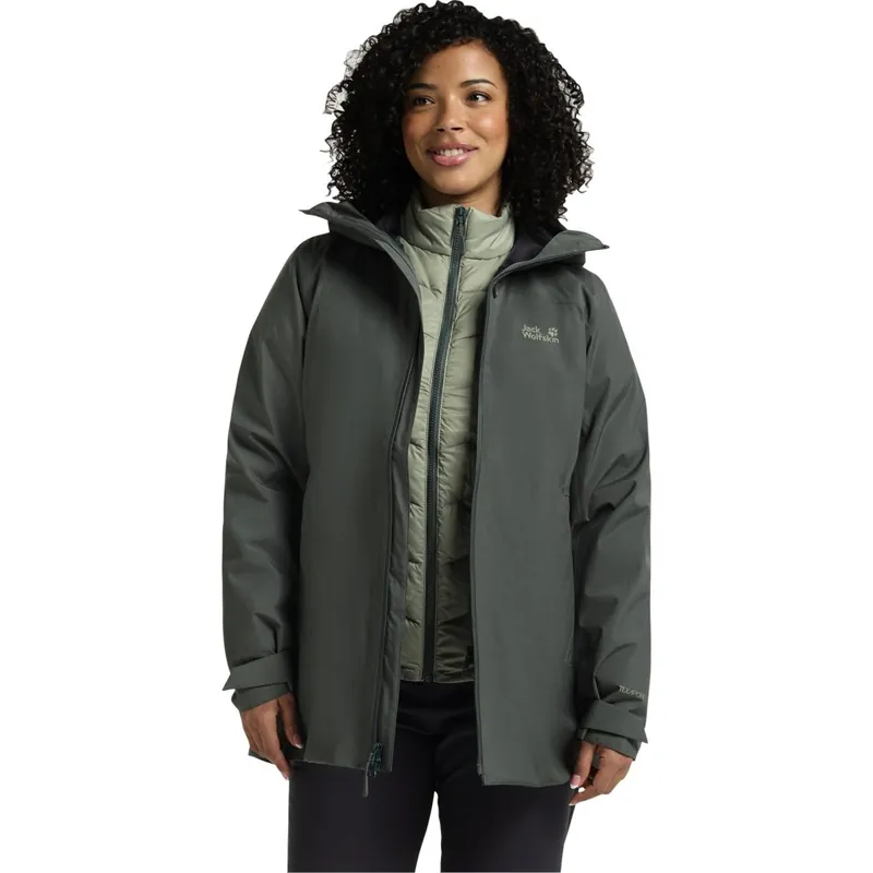 Jack Wolfskin Icecape 3In1 Daunenjacke Damen Rds - slate green Top-Angebot