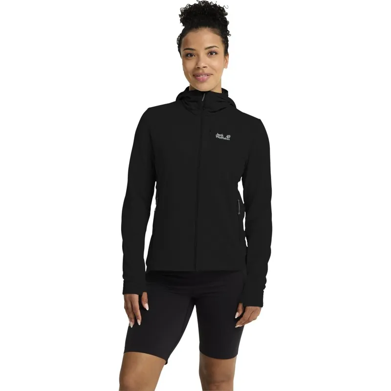 Sichere Zahlung Jack Wolfskin Litestride Full Zip Kapuzenjacke Damen - black
