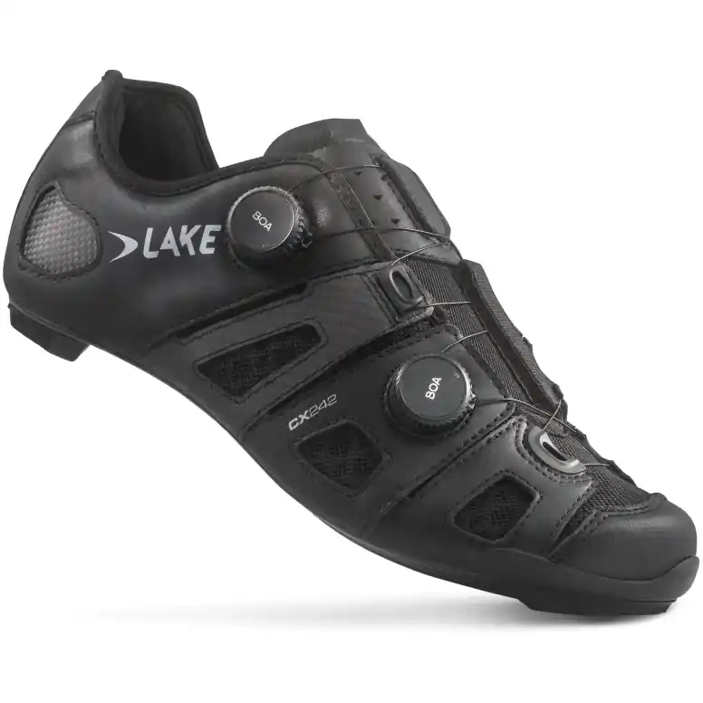 Neue Ware Lake CX242 Rennradschuhe Herren - Breit - schwarz/silber