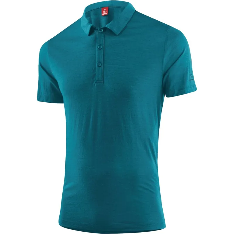 Löffler Merino-Tencel™ Poloshirt Herren - blue coral 373 Heißes Angebot