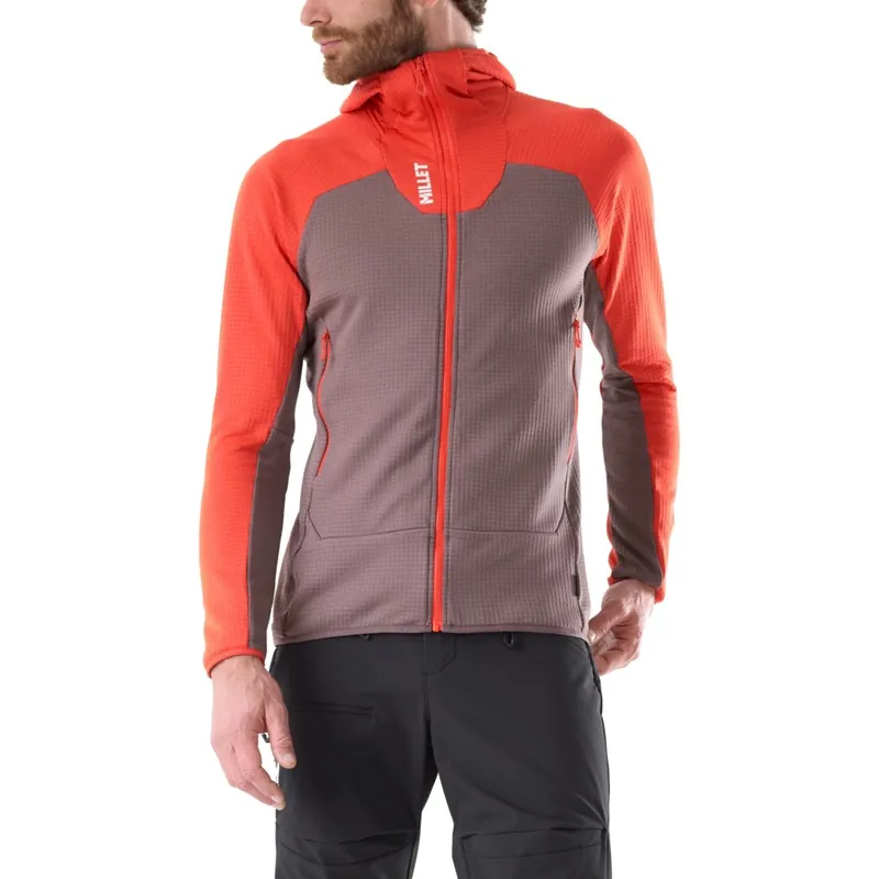 Ausverkauf Millet Kamet Grid Fleecejacke mit Kapuze Herren - Paprika/Pepper