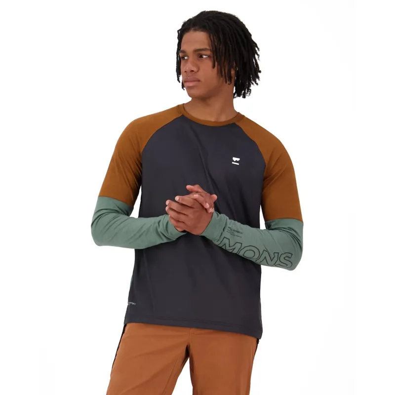 Mons Royale Tarn Merino Wind Fahrradtrikot Herren - cypress / caramel / black Zertifiziert