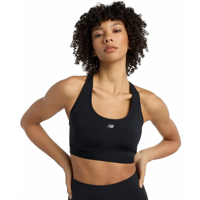 New Balance Essential Lauf-BH Damen - Schwarz/Schwarz Preis Gesenkt