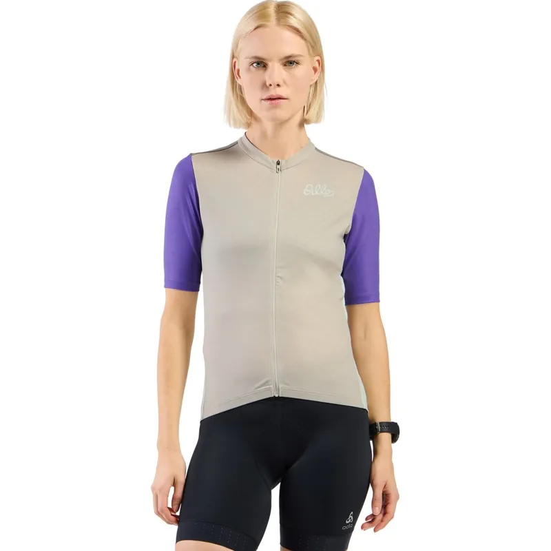 Angebot Odlo Essentials Vintage-Print Radtrikot Damen - agate gray