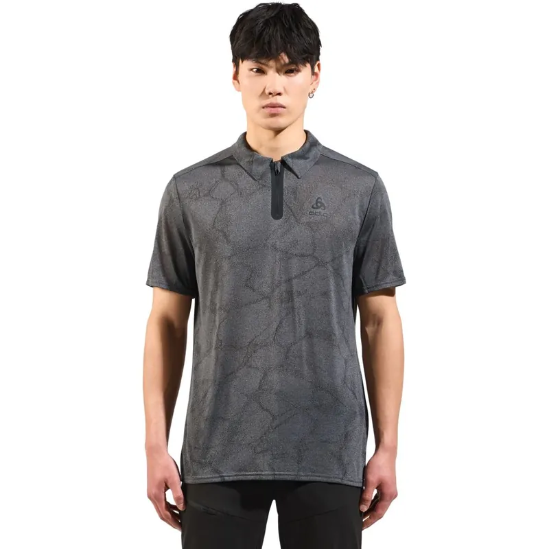 Odlo Ascent Chill-Tec Poloshirt Herren - black melange Markenprodukt
