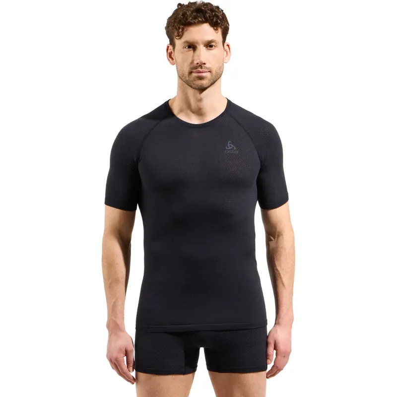 Odlo Performance Wool 140 Seamless Kurzarm-Unterhemd Herren - schwarz Highlight