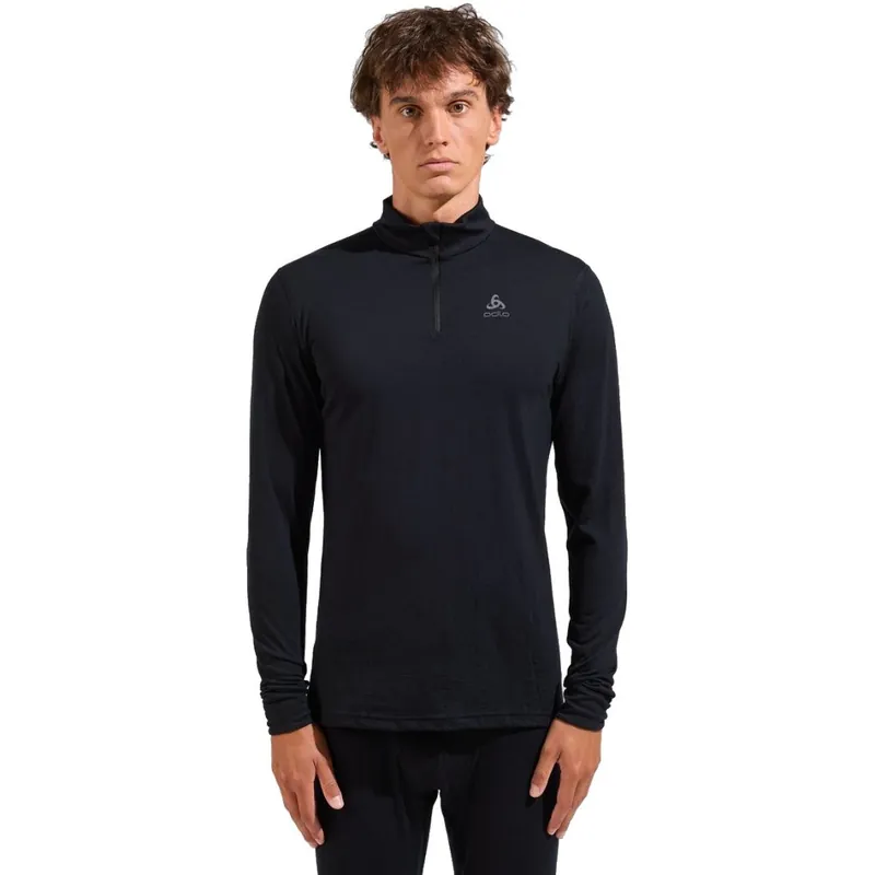 Odlo Natural Merino 200 Half-Zip Turtleneck Langarm-Unterhemd Herren - schwarz Sonderaktion