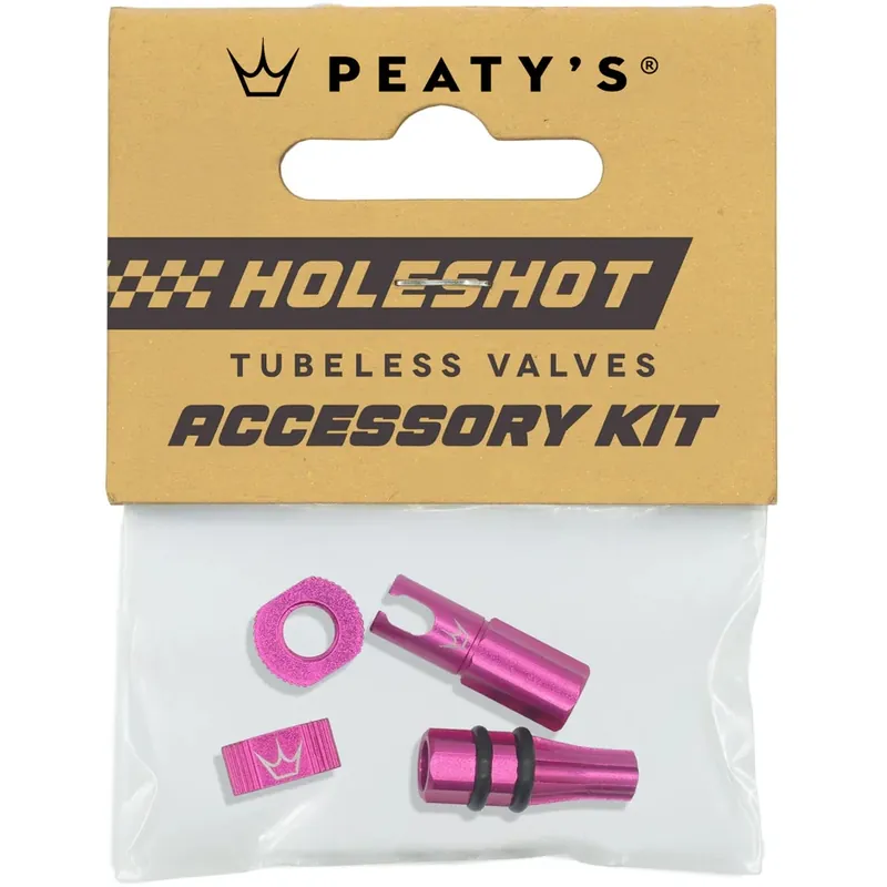 Expressversand Peaty‘s Holeshot Fast Flow Tubeless Ventil Zubehör-Kit - punch pink
