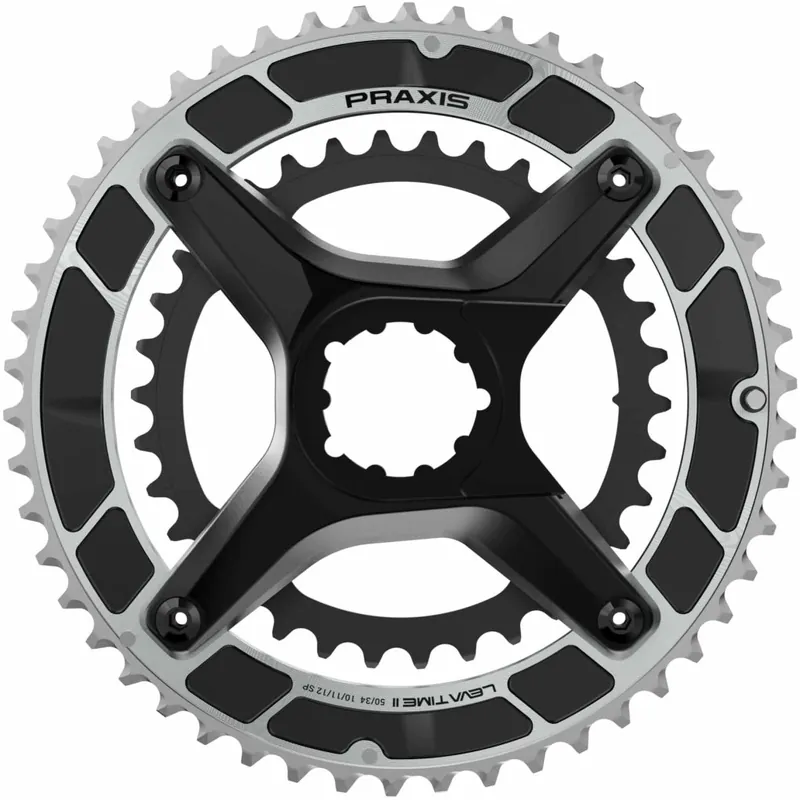 Markenware Praxis Works LevaTime II X-Kit Kettenblatt Set- Direct Mount 4-Arm 160/104mm Road - 53/39T - schwarz/silber