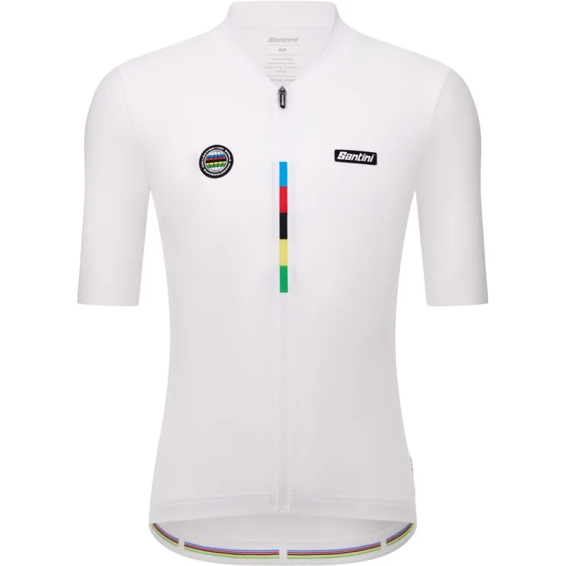 Versand Am Gleichen Tag Santini UCI World Champion Mondo Kurzarmtrikot Herren - weiß BI