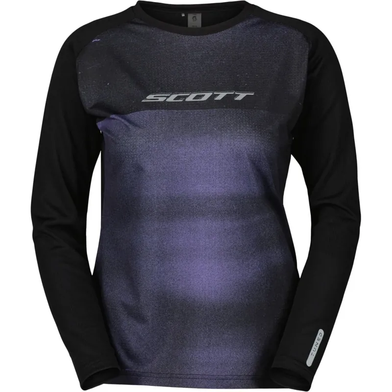Preis Gesenkt SCOTT Trail Tuned Langarmtrikot Damen - black/swish purple