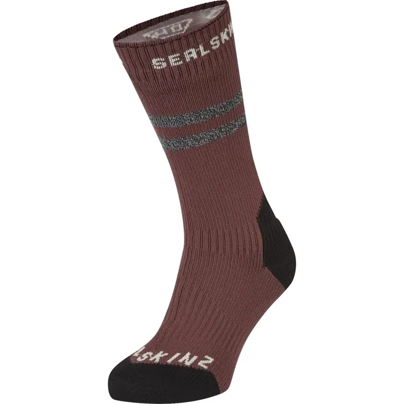 Günstig SealSkinz Runton Wasserdichte, mittellange Kaltwettersocken mit Hydrostop - Burgundy