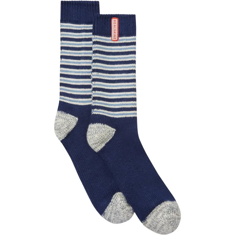 Geprüft SealSkinz Oby Mittellange, gestreifte Socken - Navy