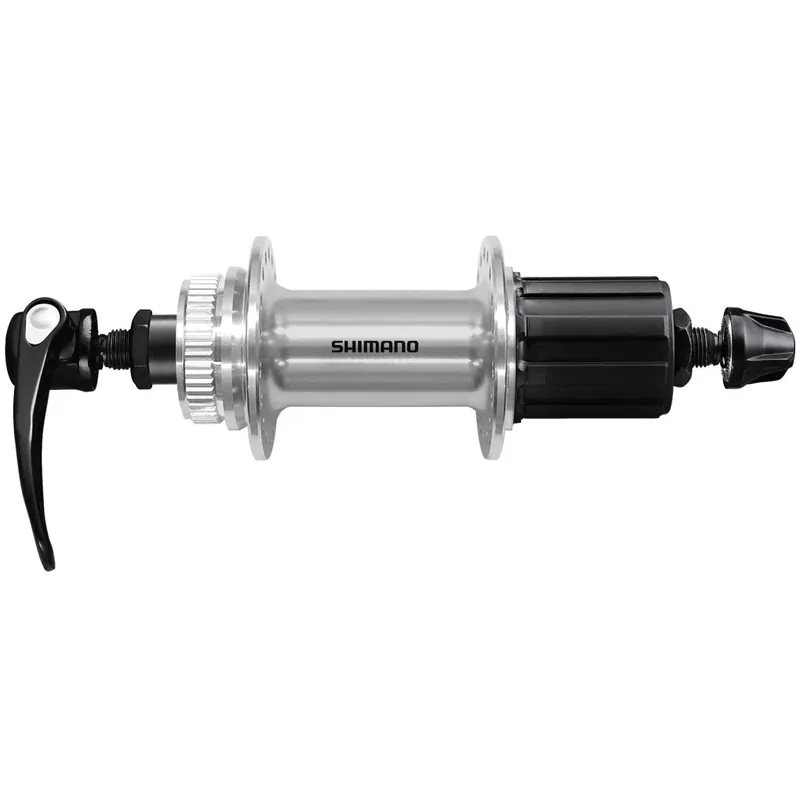 Abverkauf Shimano FH-QC400-HM Hinterradnabe - Centerlock QR 135 Polished Silver Edition - HG