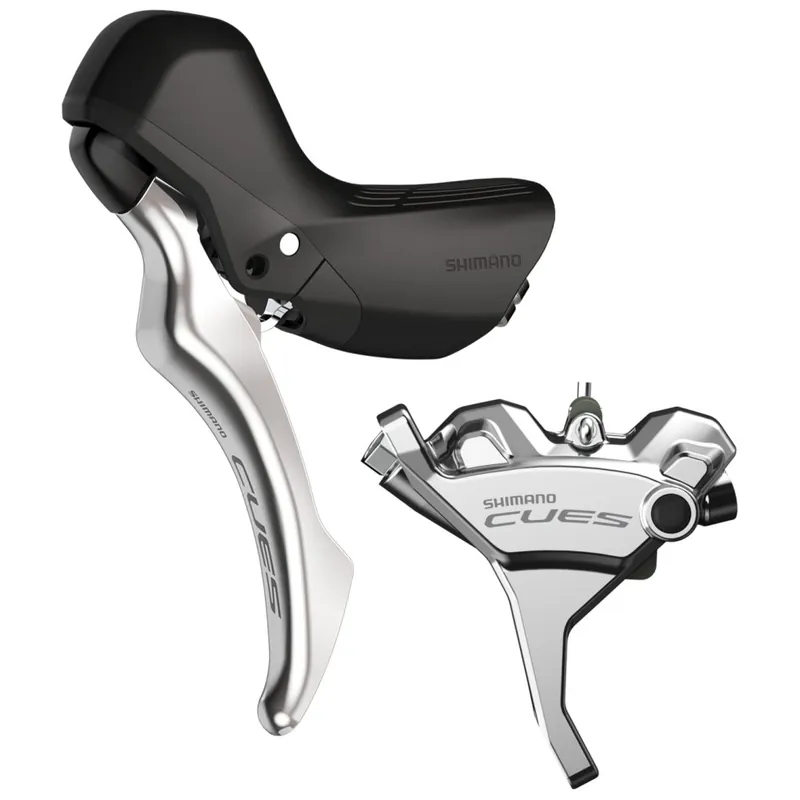 Bestpreis Shimano CUES BL-U6030 / BR-U6030 Scheibenbremse - STI Flat Mount J-Kit Polished Silver Edition - links (L) vorn (F)