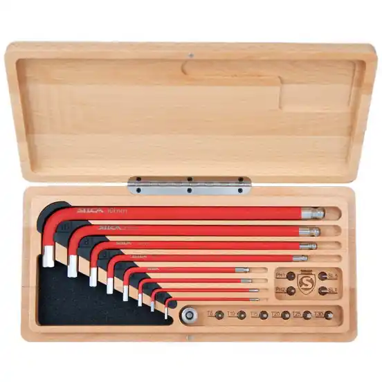 Schneller Versand SILCA HX-1 Innensechskantschlüssel-Kit 19-teilig in Holz-Box