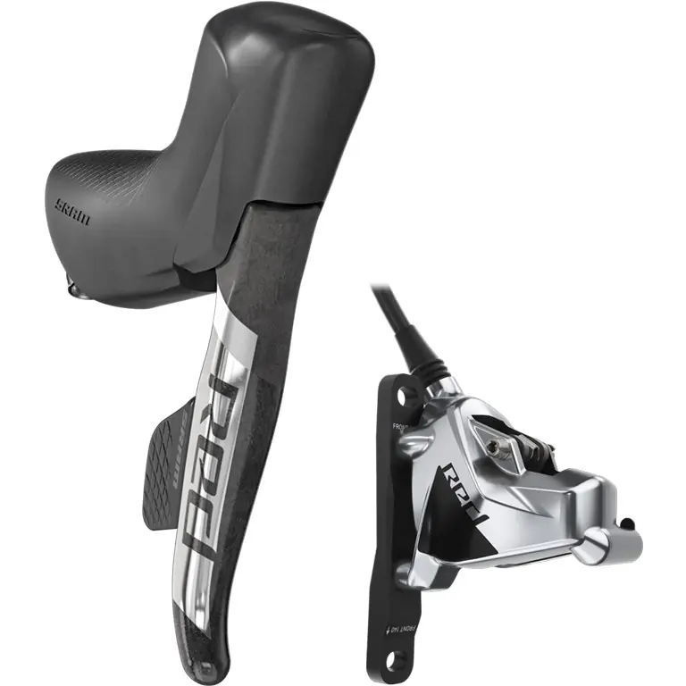 SRAM RED eTap AXS HRD Brems-/Schalthebel + Hydraulische Scheibenbremse Flat Mount Moto - rechts vorn 2x12-fach - schwarz/silber Preis Gesenkt