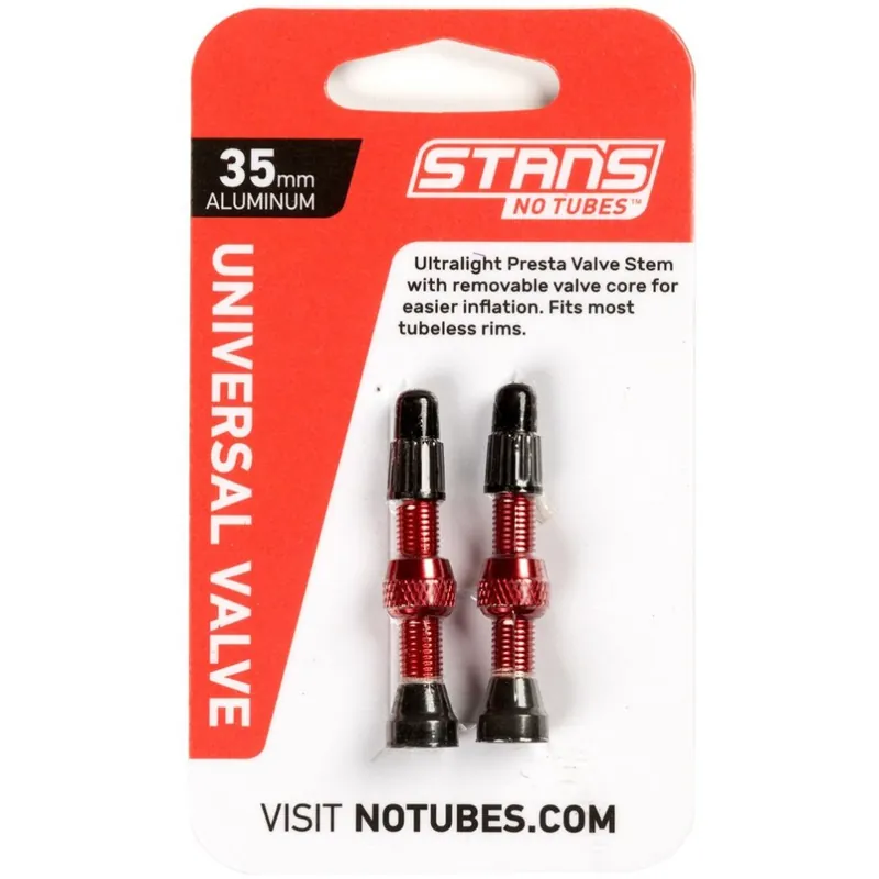 Billig Stan‘s NoTubes Universal Tubeless Ventile - 35mm (1 Paar) - rot