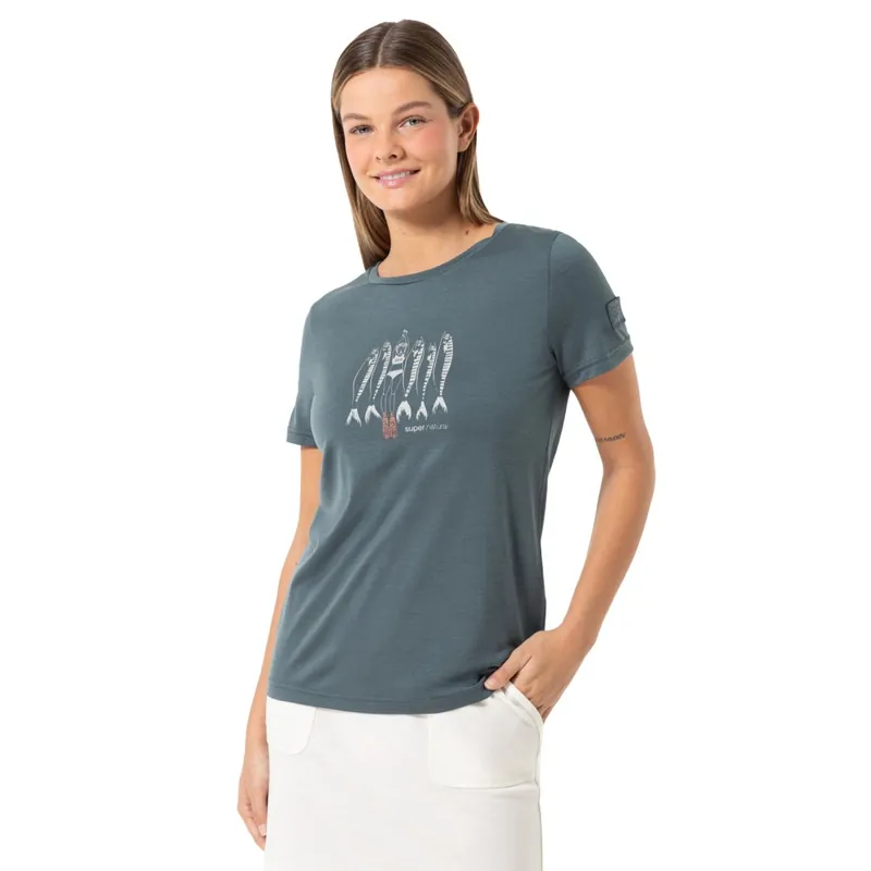 Neu SUPER.NATURAL Copper Sardine Bio T-Shirt Damen - Turbulence Blue/Feather Grey/Copper