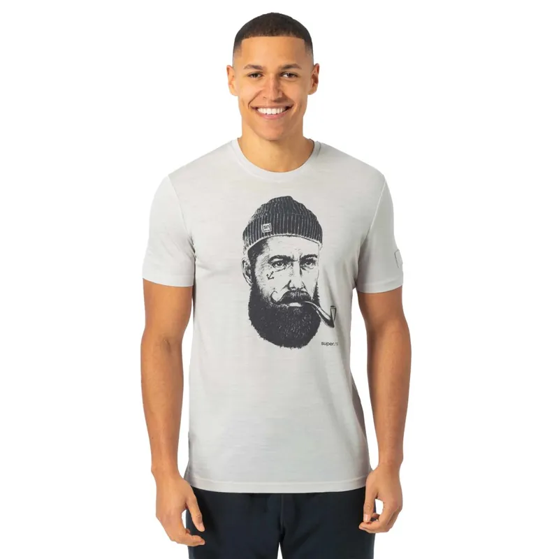 SUPER.NATURAL SN Sailor Bio T-Shirt Herren - White Stone Melange/Turbulence Blue Sonderangebot