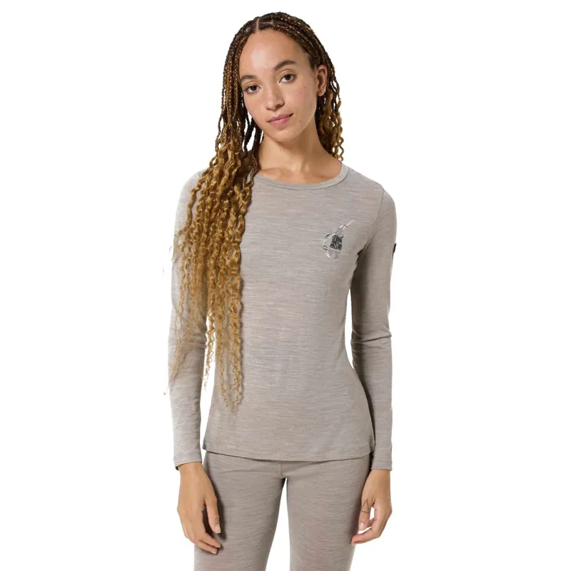 Kracherpreis SUPER.NATURAL Lil Ski Bunny Langarmshirt Damen - Vintage Khaki Melange/Various